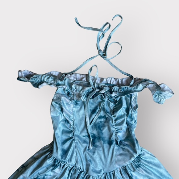 Tie Dye 3 Tiered Ruffle Summer Mini Dress - Picture 3 of 4